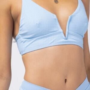 L*Space Pointelle Rib Siren Bikini Top Small